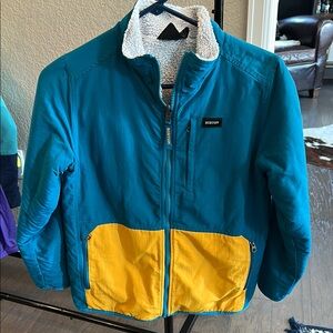 Burton Blue and Yellow Puffer Jacket with Fleece Lining